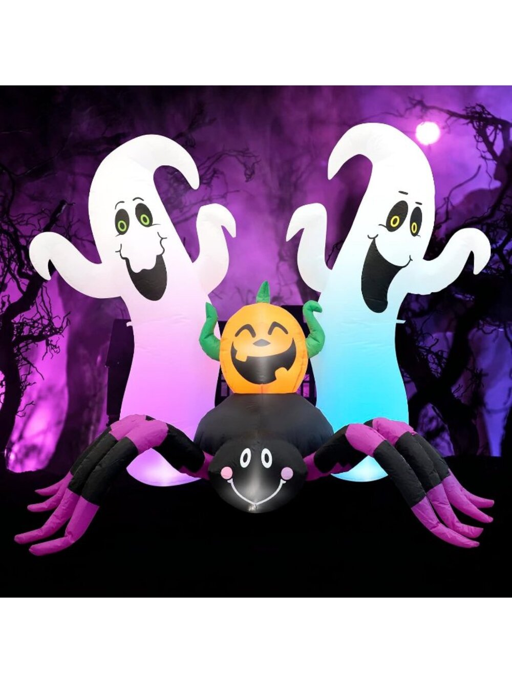 🎃 7 FT Ghost Spider Pumpkin Halloween Inflatable Outdoor Yard Decor LED Lights